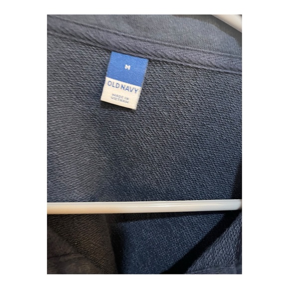 Old Navy Blue Collared Cropped Rugby Sweatshirt with Crest preppy Medium - Picture 6 of 14